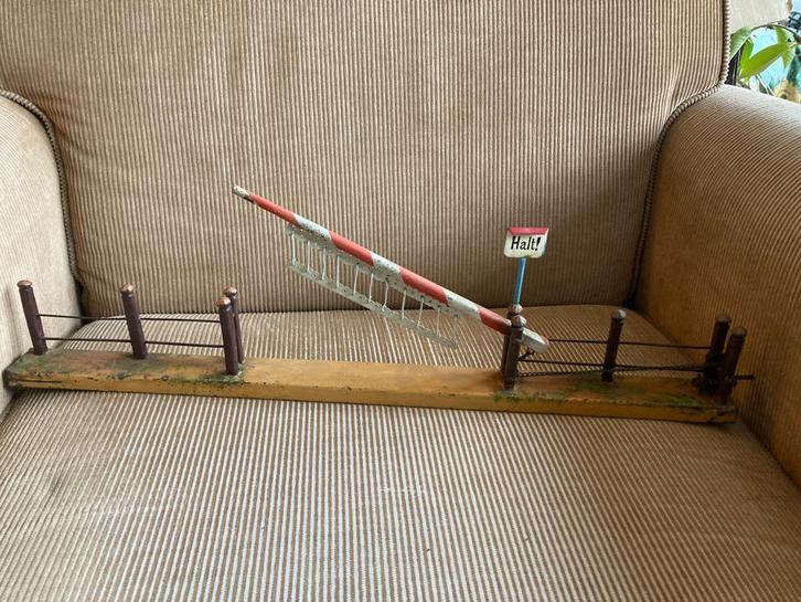 2) Oeroude Märklin Sp.1 spoorwegovergang uit 1909 (53 cm)., Antiek en Kunst, Antiek | Speelgoed, Ophalen of Verzenden