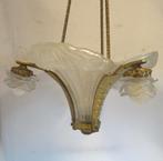 originele bronzen art deco luster grote schelpen schalen, Ophalen