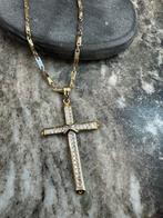 14k Gouden Bicolor Kruis Ketting 65 cm| 3 mm, Ophalen of Verzenden, Nieuw, Goud, Met hanger
