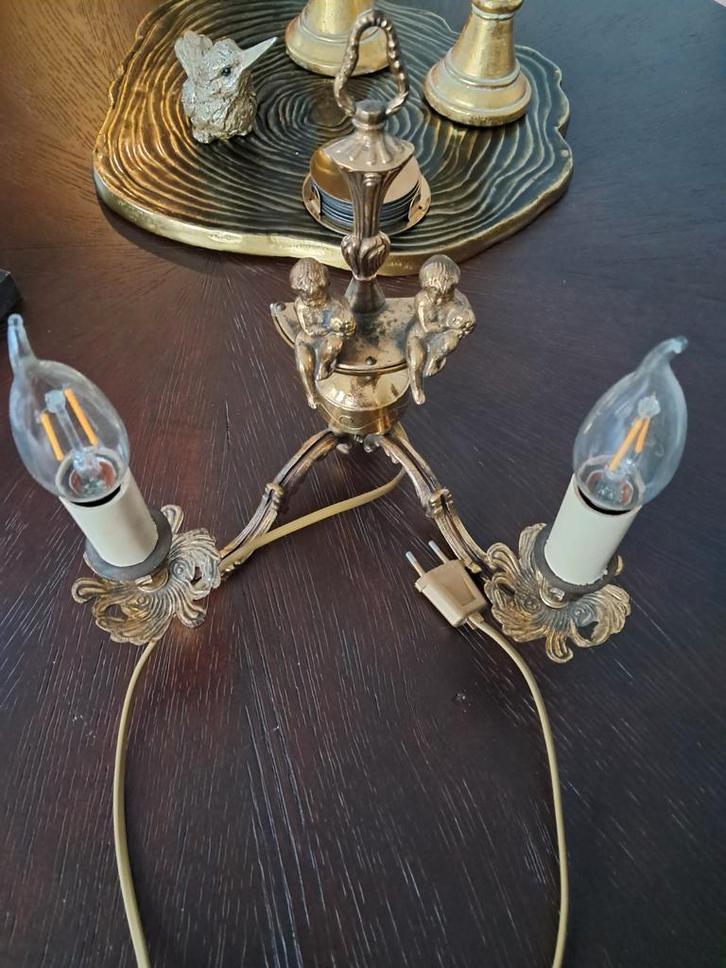 Antieke Messing Wandlamp met Engeltjes, Antiek en Kunst, Antiek | Lampen, Ophalen