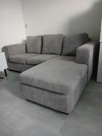Bank hoekbank hoekbankje bankje grijze rib, Huis en Inrichting, Ophalen, Zo goed als nieuw, Stof, Tijdloos