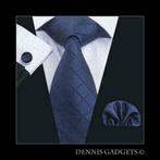 Dennis Gadgets: 100 % zijden stropdas ( 3 delig !! ) DG 1656, Nieuw, Met patroon, Blauw, Ophalen
