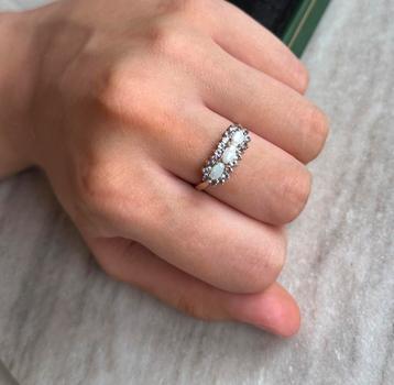 Vintage gouden ring maat 19 met tanzaniet en opaal beschikbaar voor biedingen