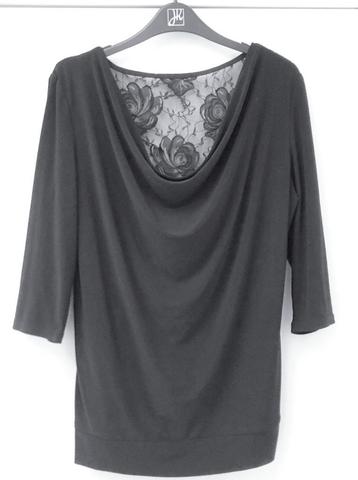 JOSEPH RIBKOFF Tricot Top - Rug met Kant zwart mt M beschikbaar voor biedingen