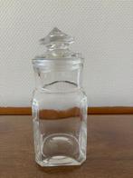 Antieke glazen snoeppot / voorraadpot met deksel. 26 cm., Ophalen of Verzenden