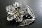 Zilveren bloem broche, Verzenden, Zilver, Broche