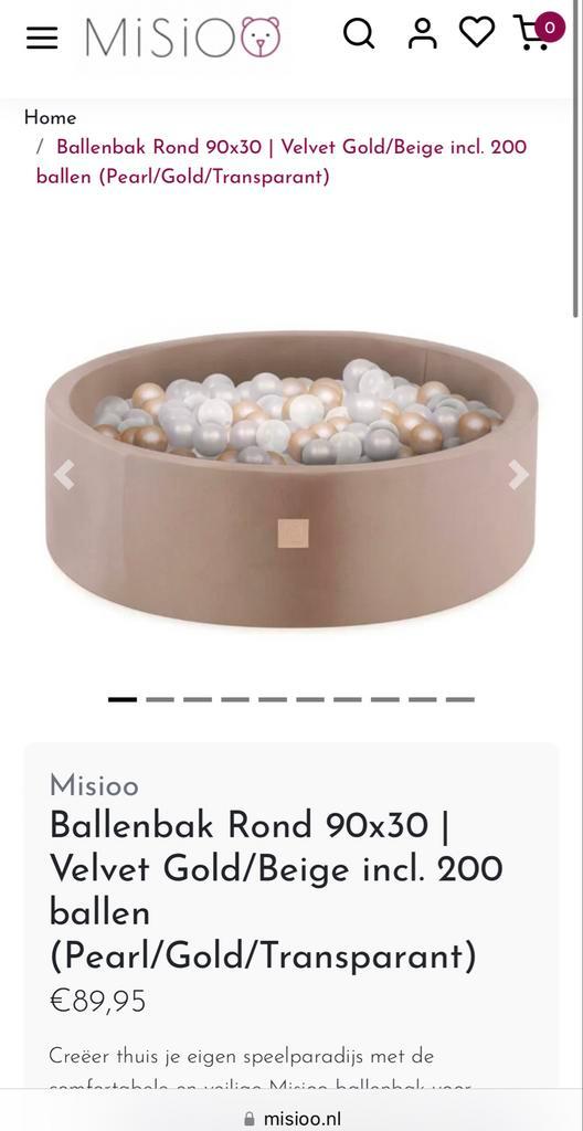 Misioo Ballenbak Rond - Beige/Goud, Kinderen en Baby's, Speelgoed | Speelkleden, Zo goed als nieuw, Ophalen