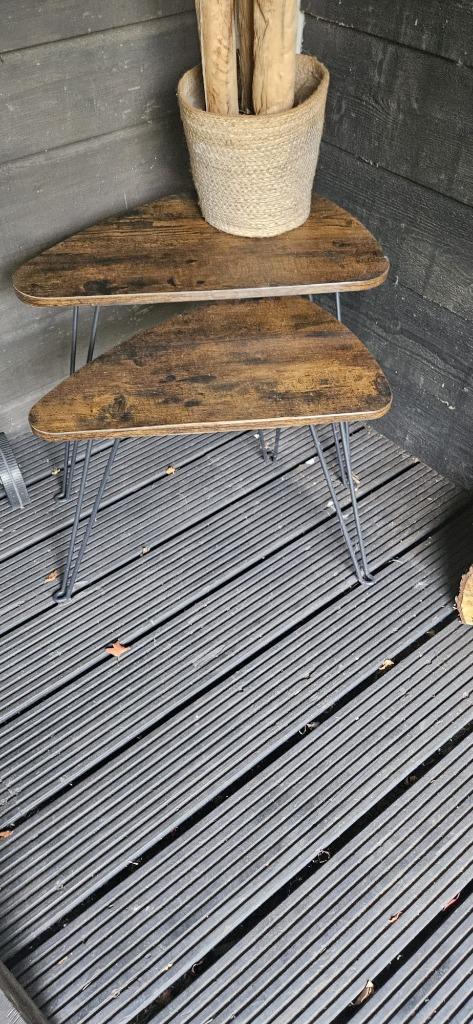 bijzet tafeltjes, Huis en Inrichting, Tafels | Bijzettafels, Gebruikt, Ovaal, Minder dan 45 cm, Minder dan 55 cm, Hout, Ophalen