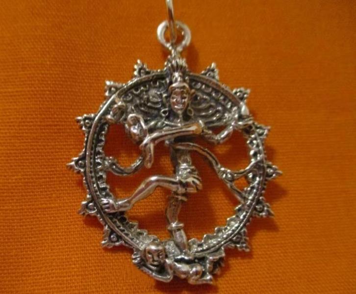 Zilveren Shiva Nataraja (Koning van de dans) kettinghanger, Verzamelen, Religie, Nieuw, Hindoeïsme, Sieraad, Verzenden