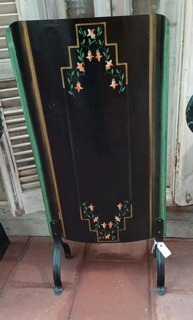 Zwart haardscherm met bloemen, scherm, kamerscherm, Antiek en Kunst, Curiosa en Brocante, Ophalen