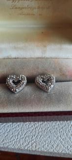 Vintage oorbellen met Swarovski kristal hartjes, Ophalen of Verzenden, Zo goed als nieuw, Overige materialen, Met kristal