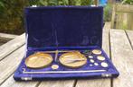 Fraaie antieke reis / goud / opium balans in mooie doos., Ophalen of Verzenden