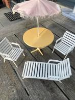 Barbie Meubel Set: Stoelen, Tafel, Parasol, Ophalen of Verzenden, Gebruikt, Barbie