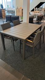 Te koop: 4-persoons tuinset stapelbaar (Polywood, Textileen), Ophalen, 4 zitplaatsen, Textileen, Zo goed als nieuw