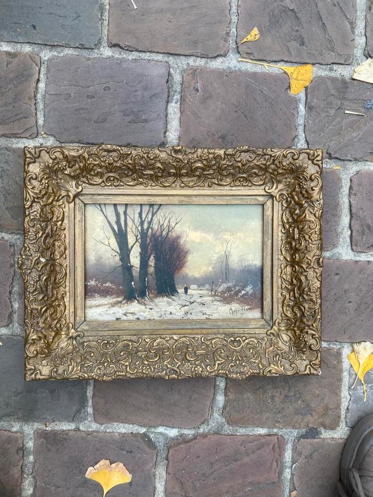 Antiek Winterschilderij, Antiek en Kunst, Kunst | Schilderijen | Klassiek, Ophalen of Verzenden