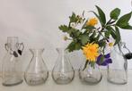 Glazen flesjes / vaasjes, Huis en Inrichting, Ophalen of Verzenden, Overige kleuren, Glas, Minder dan 50 cm