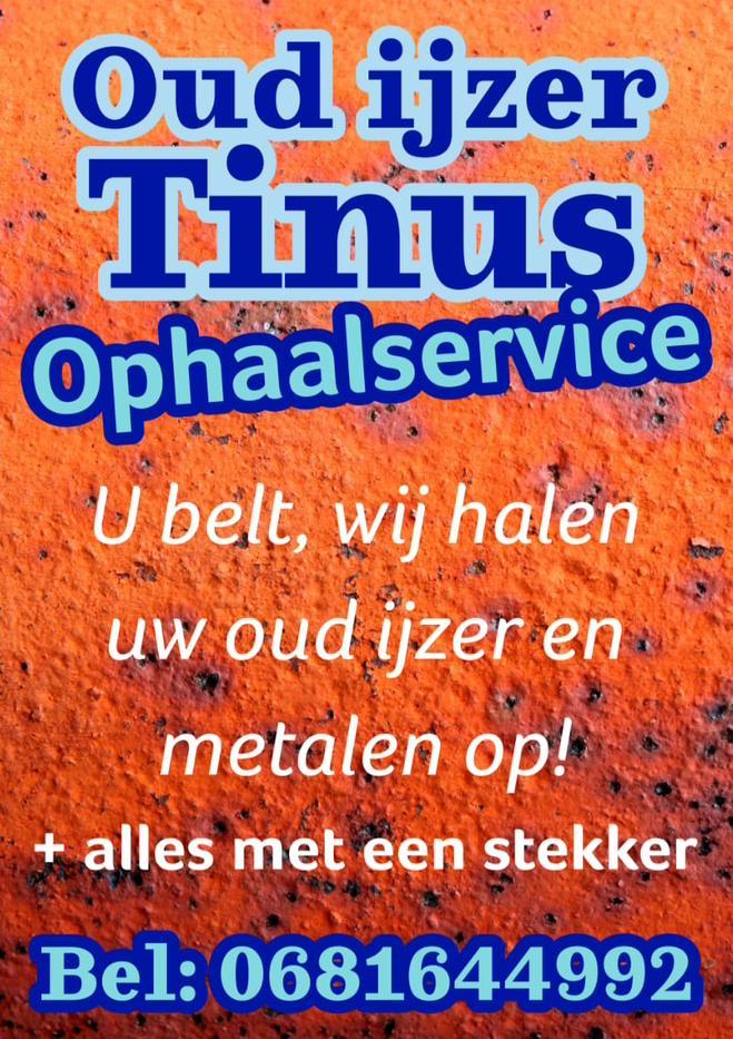Tinus ophaalservice haalt gratis oudijzer metalen op !, Boeken, Advies, Hulp en Training, Zo goed als nieuw, Ophalen of Verzenden
