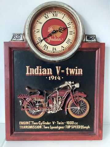 INDIAN V- Twin motor 1914 wandbord / reclamebord / klok beschikbaar voor biedingen