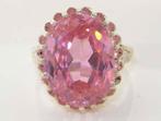 Gouden ring opvallende roze steen, Sieraden, Tassen en Uiterlijk, Ringen, Ophalen of Verzenden, Zo goed als nieuw, Roze, Dame