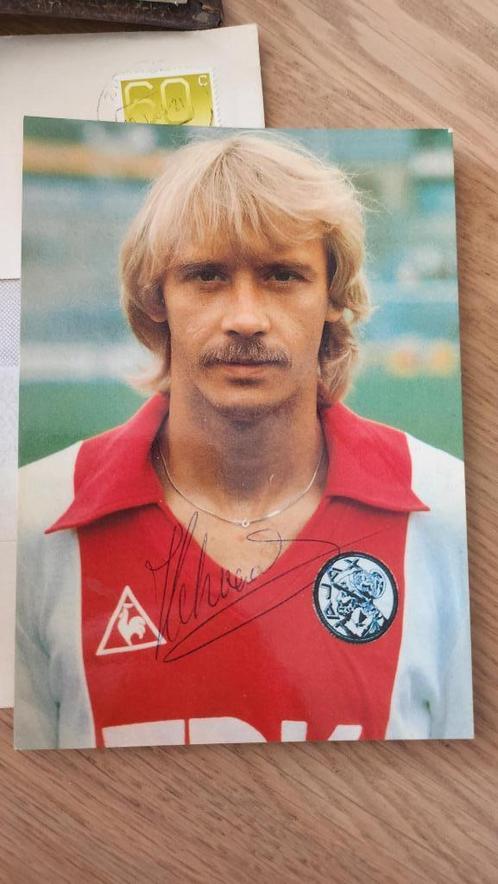 Dick Schoenaker Ajax spelerskaart met handtekening, Verzamelen, Sportartikelen en Voetbal, Zo goed als nieuw, Spelerskaart, Buitenlandse clubs