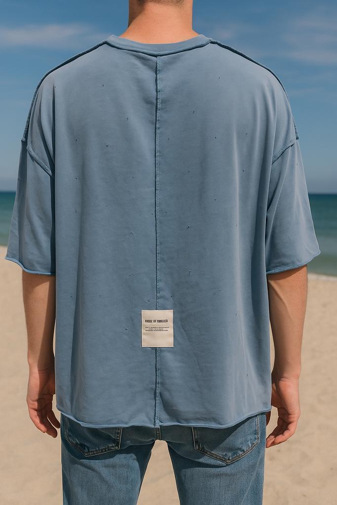 Dandalo longsleeve indigo t-shirt | Maat M | Oversized fit, Kleding | Heren, T-shirts, Zo goed als nieuw, Maat 48/50 (M), Blauw