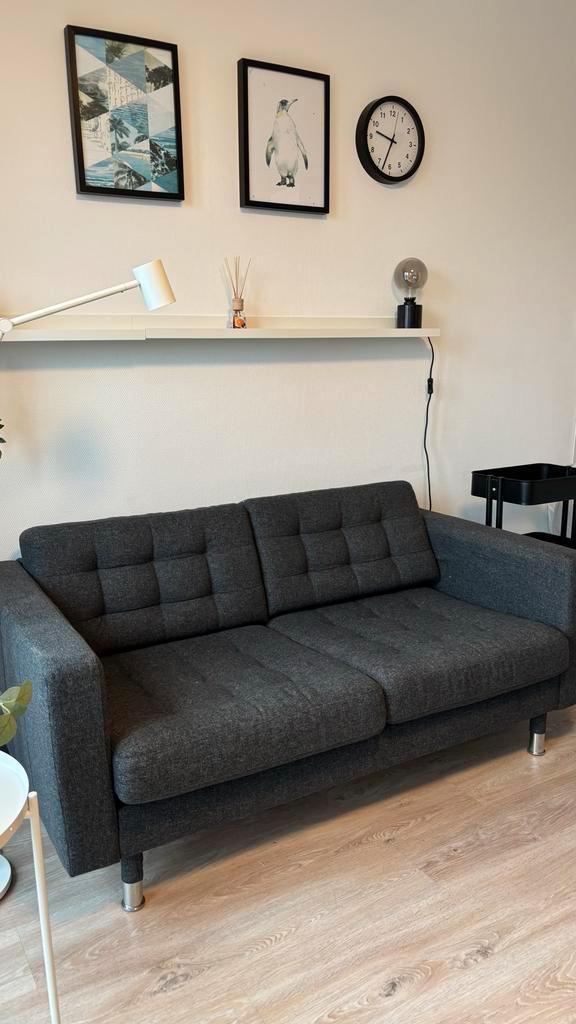 IKEA 3-zitsbank - Grijs/Zwart, Huis en Inrichting, Banken | Bankstellen, Gebruikt, Rechte bank, Driepersoons, 200 tot 250 cm, 75 tot 100 cm