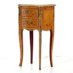 Louis XV 18e eeuwse marqueterie ladekast nachtkastje marmer, Huis en Inrichting, Antiek, Minder dan 50 cm, Overige materialen