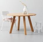 Ronde eikenhout eetkamertafel, Ophalen, 100 tot 150 cm, Scandinavisch, Zo goed als nieuw