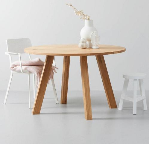 Ronde eikenhout eetkamertafel, Huis en Inrichting, Tafels | Eettafels, Zo goed als nieuw, 100 tot 150 cm, Vijf personen of meer