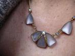 Vintage Goldplated Collier faux Maansteen Aurora Borealis, Sieraden, Tassen en Uiterlijk, Antieke sieraden, Verzenden, Overige materialen