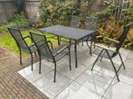 Tuinset met tafel en 4 stoelen; uit te breiden naar 8, Ophalen, Gebruikt, Eettafel, 6 zitplaatsen