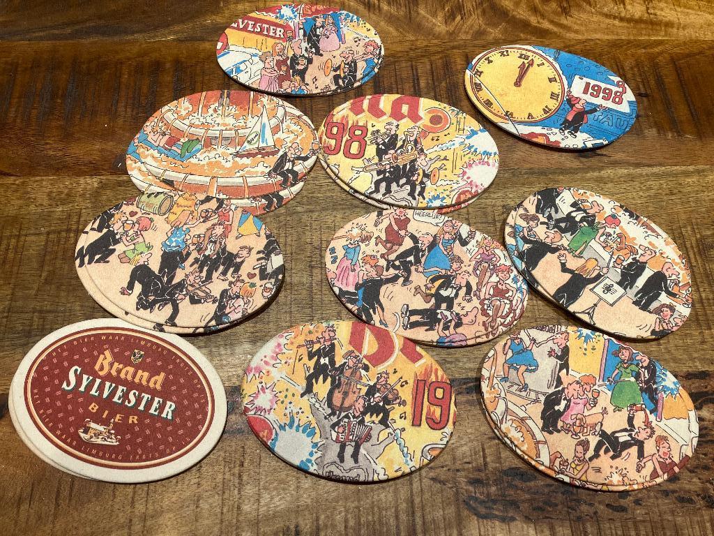 Brand Sylvester 1998 viltjes, Ophalen of Verzenden, Zo goed als nieuw, Viltje(s), Brand