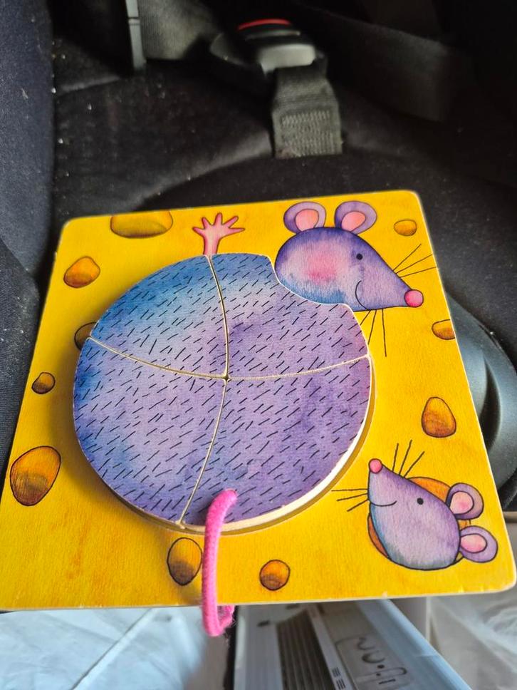 Houten Puzzel Muis en Kaas, Kinderen en Baby's, Speelgoed | Kinderpuzzels, Gebruikt, 2 tot 4 jaar, Minder dan 10 stukjes, Van hout