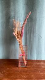 Vintage vaas kleurrijk funky vase geel roze retro antiek, Ophalen of Verzenden