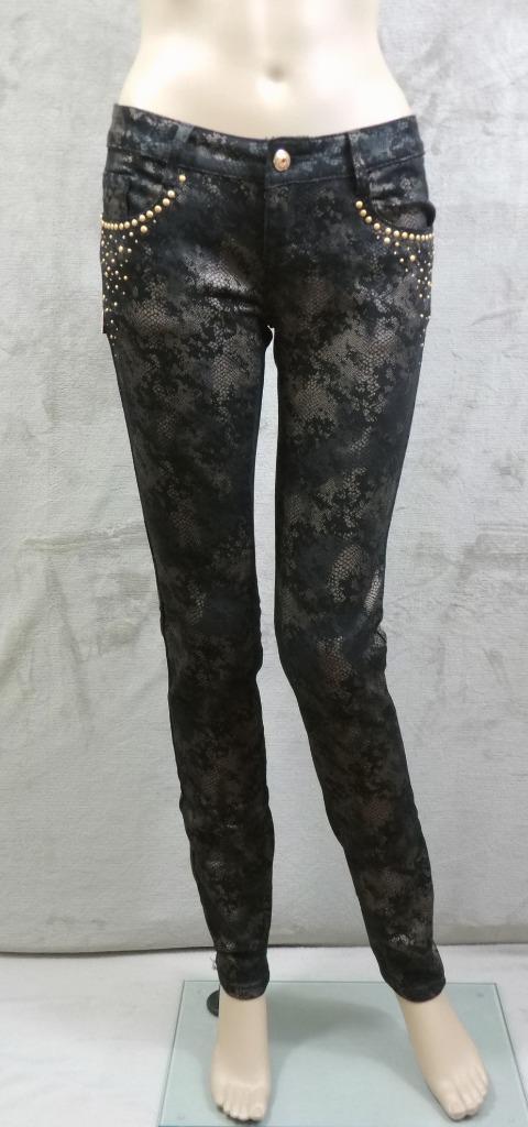 Skinny Jeans zwart-goud maat 26 (045), Kleding | Dames, Spijkerbroeken en Jeans, Nieuw, W27 (confectie 34) of kleiner, Zwart, Ophalen of Verzenden