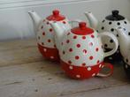 4x Tea-for-one, V&D, rood/wit en zwart/wit STIPPEN, gaaf, Overige typen, Ophalen of Verzenden, Zo goed als nieuw, Overige stijlen
