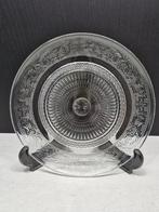 Glazen gebaksbordje, 3 beschikbaar, Antiek en Kunst, Antiek | Glas en Kristal, Ophalen of Verzenden