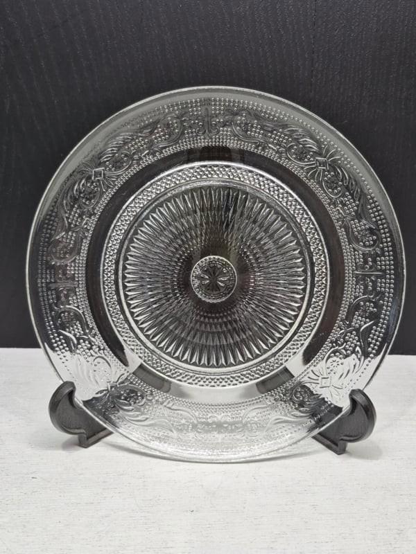 Glazen gebaksbordje, 3 beschikbaar, Antiek en Kunst, Antiek | Glas en Kristal, Ophalen of Verzenden