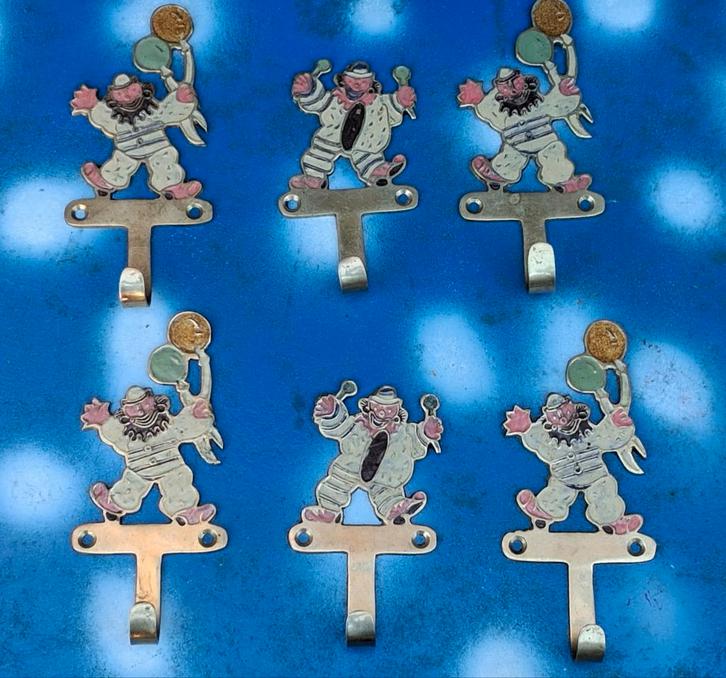 Kapstokhaken. Kinderkamer. Messing. Emaille. 6 stuks., Huis en Inrichting, Woonaccessoires | Kapstokken, Zo goed als nieuw, Wandhaken