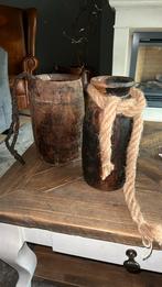 2 prachtige houten Nepalese vazen, Minder dan 50 cm, Overige materialen, Ophalen of Verzenden, Zo goed als nieuw