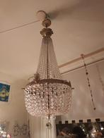 Grote antieke empire bronzen kristallen kroonluchter, Ophalen of Verzenden, Zo goed als nieuw
