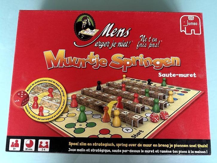 Bordspel Mens erger je niet - Muurtje springen, Hobby en Vrije tijd, Gezelschapsspellen | Bordspellen, Zo goed als nieuw, Een of twee spelers