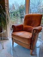 Vintage leren fauteuil, Ophalen, Gebruikt, Vintage, 75 tot 100 cm
