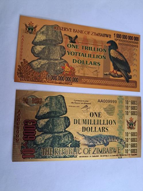 BANKBILJET/2X ZIMBABWE/ GOUDFOLIE BILJETTEN, Postzegels en Munten, Bankbiljetten | Amerika, Setje, Verzenden