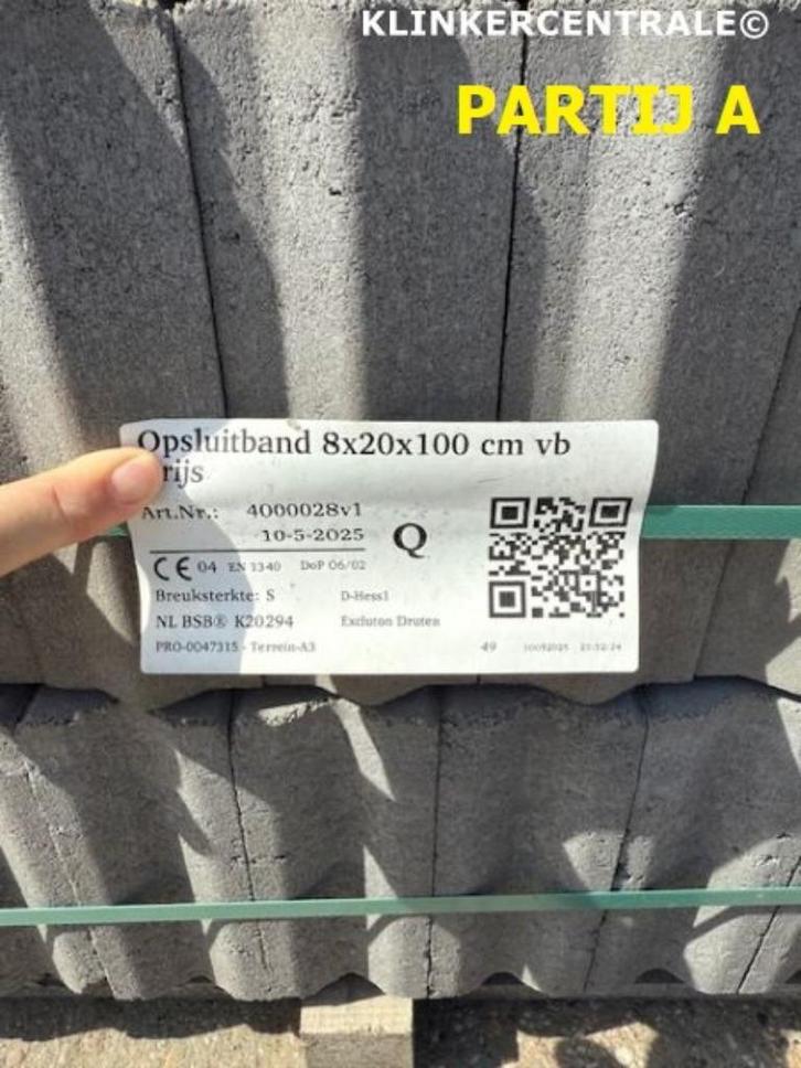 2.000m1 grijs betonbanden 8x20x100cm  10x20x100cm B-keus, Tuin en Terras, Tegels en Klinkers, Nieuw, Overige typen, Beton, 10 m² of meer