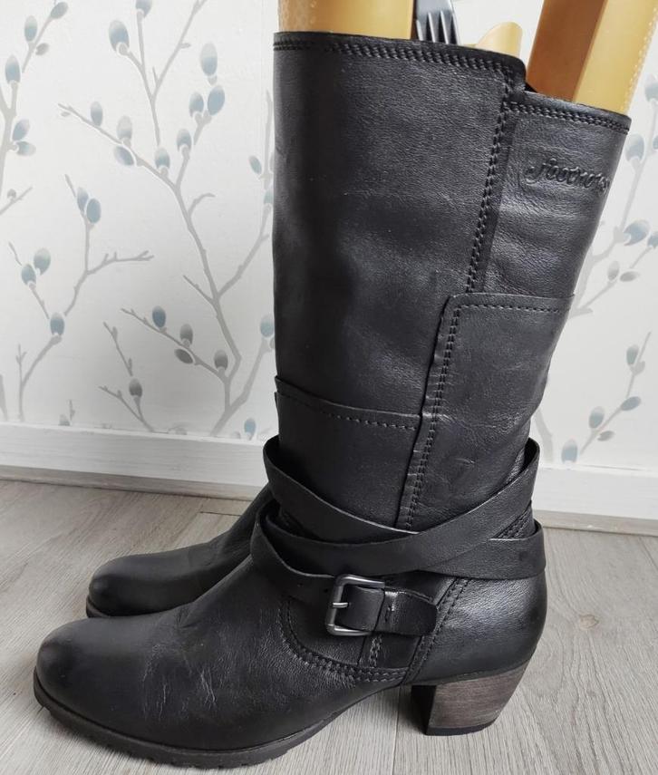 FOOTNOTES Zwarte, Leren Laarzen maat 40,5, Kleding | Dames, Schoenen, Zo goed als nieuw, Hoge laarzen, Zwart, Ophalen of Verzenden