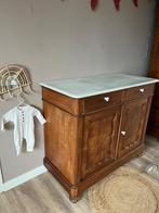 Vintage houten commode met wit marmeren blad Elin, 50 tot 70 cm, Josièfine Vintage Line, Ophalen of Verzenden, Voetruimte