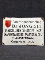 Oud bol emaille reclamebord van een verzekeringsmaatschappij, Verzamelen, Merken en Reclamevoorwerpen, Ophalen of Verzenden, Gebruikt