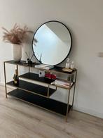 Side table dressoir staal goud zwart, Huis en Inrichting, Tafels | Sidetables, Ophalen, Zo goed als nieuw, 25 tot 50 cm, Rechthoekig