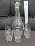 oude Karaf en glaasjes met geslepen druiventrosjes, Antiek en Kunst, Antiek | Glas en Kristal, Ophalen of Verzenden